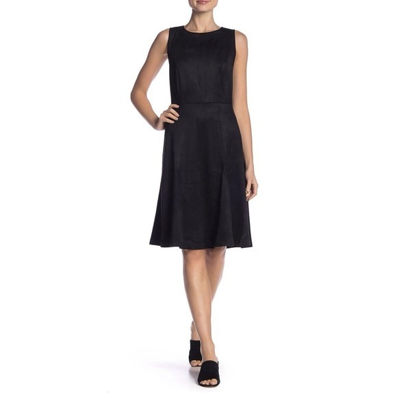 Philosophy Womens Black Faux Suede Sleeveless Dress Size 10 Retail $118‎ - Picture 2 of 9